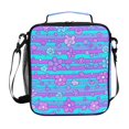thumbnail image 1 of Haosy Blue Pink Stripes with Flowers Reusable Lunch Box Men/Women Insulated Lunch Bag for School Picnic Travel, 1 of 6