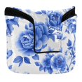 thumbnail image 1 of Haosy Blue White Porcelain with Roses Golf Mallet Putter Cover Strong Magnetic Leather Golf Club Headcover Closure, 1 of 7