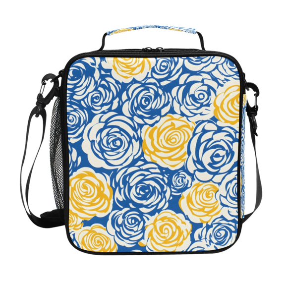 Haosy Blue Yellow Rose Reusable Lunch Box Men/Women Insulated Lunch Bag for School Picnic Travel