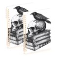 thumbnail image 1 of Haosy Book Skull Crow Notebooks 2 Pcs 1-subject Journal 60 Sheets A5 College Ruled Paper Detachable Ring 8.3"x5.7", 1 of 8