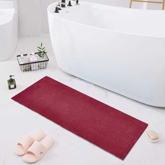 Haosy Burgundy Bathroom Rugs Non Slip Absorbent Soft Plush Quick Dry Bath Mat, 39"x20"