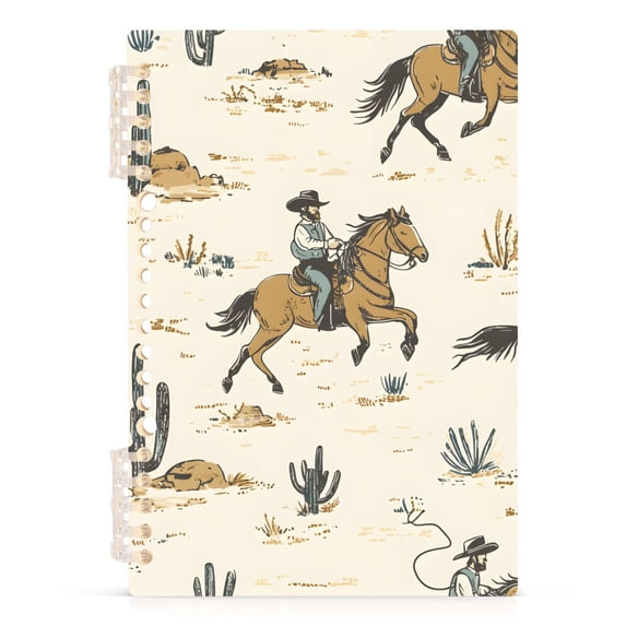 Haosy Cactus Cowboy Horse Notebooks 1-subject Journal 60 Sheets A5 College Ruled Paper Detachable Ring 8.3"x5.7"