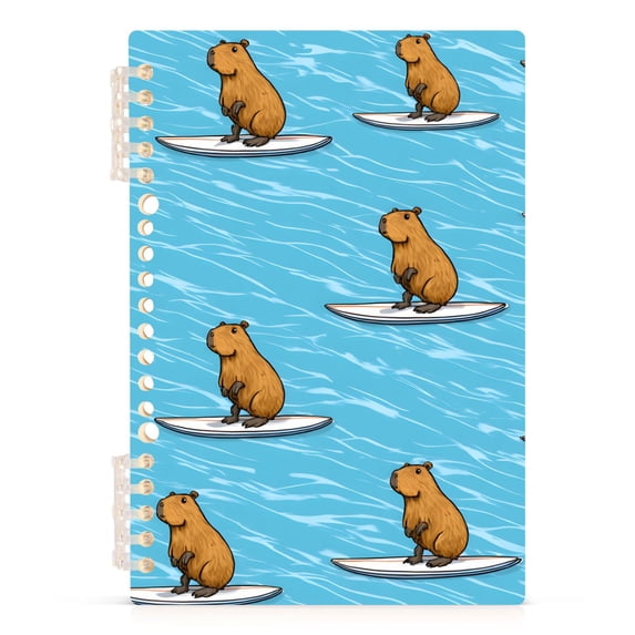 Haosy Capybara Surfer on Water Notebooks 1-subject Journal 60 Sheets A5 College Ruled Paper Detachable Ring 8.3"x5.7"
