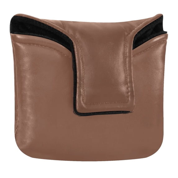 Haosy Caramel Brown Golf Mallet Putter Cover Strong Magnetic Leather Golf Club Headcover Closure