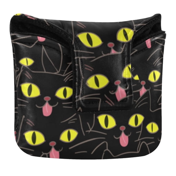 Haosy Cartoon Black Cats Golf Mallet Putter Cover Strong Magnetic Leather Golf Club Headcover Closure