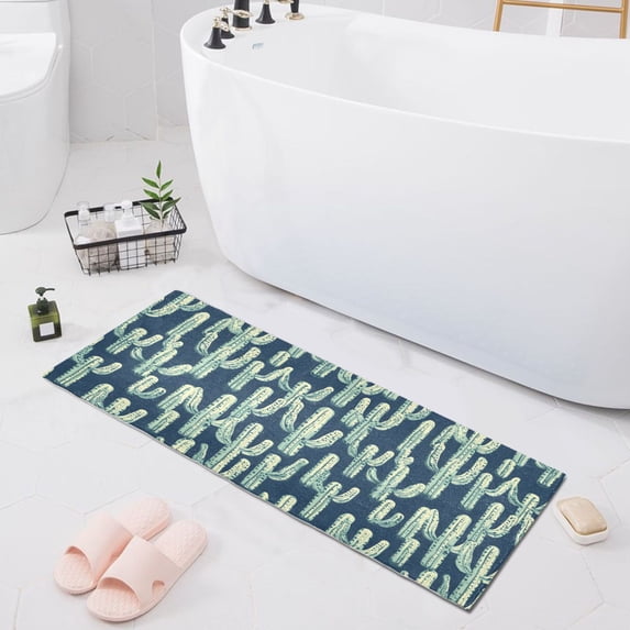 Haosy Cartoon Cactus Bathroom Rugs Non Slip Absorbent Soft Plush Quick Dry Bath Mat, 39"x20"