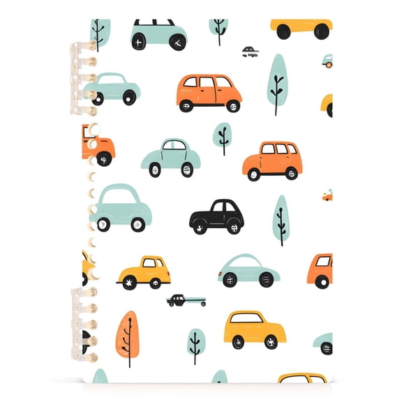 Haosy Cartoon Cars and Tree Notebooks 1-subject Journal 60 Sheets A5 College Ruled Paper Detachable Ring 8.3"x5.7"
