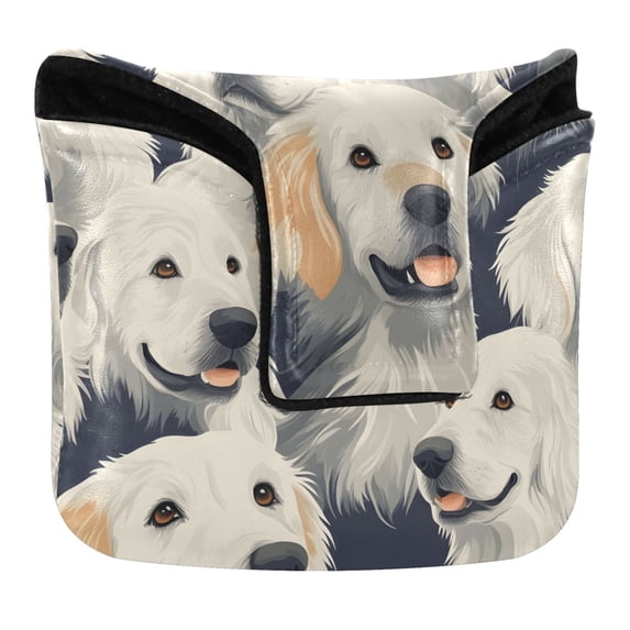 Haosy Cartoon Golden Retriever Golf Mallet Putter Cover Strong Magnetic Leather Golf Club Headcover Closure