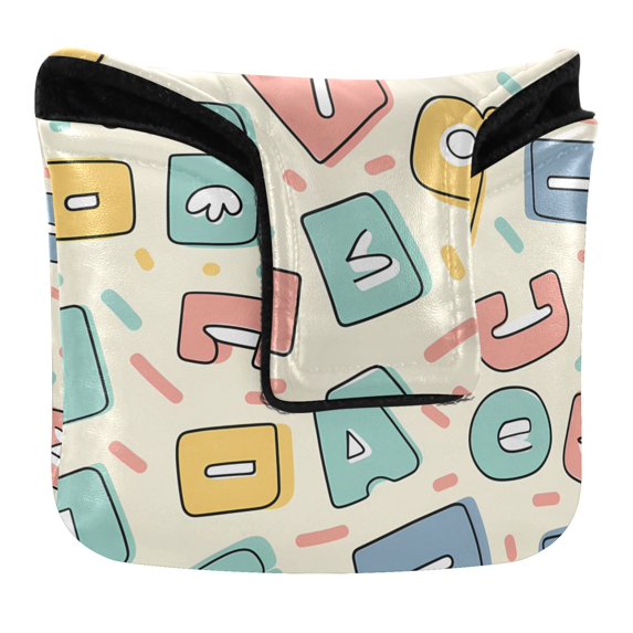 Haosy Cartoon Letters Golf Mallet Putter Cover Strong Magnetic Leather Golf Club Headcover Closure