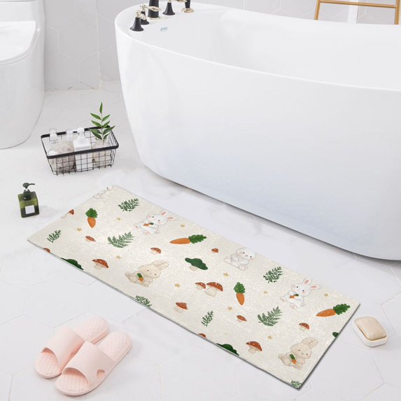 Haosy Cartoon Rabbits Carrots Mushroom Bathroom Rugs Non Slip Absorbent Soft Plush Quick Dry Bath Mat, 39"x20"