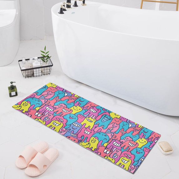 Haosy Cartoon Teeth Bathroom Rugs Non Slip Absorbent Soft Plush Quick Dry Bath Mat, 39"x20"