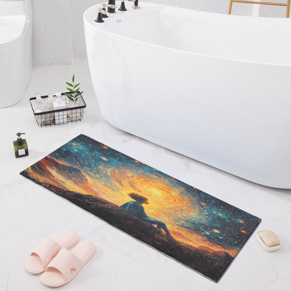 Haosy Child Look at Stars Bathroom Rugs Non Slip Absorbent Soft Plush Quick Dry Bath Mat, 39"x20"