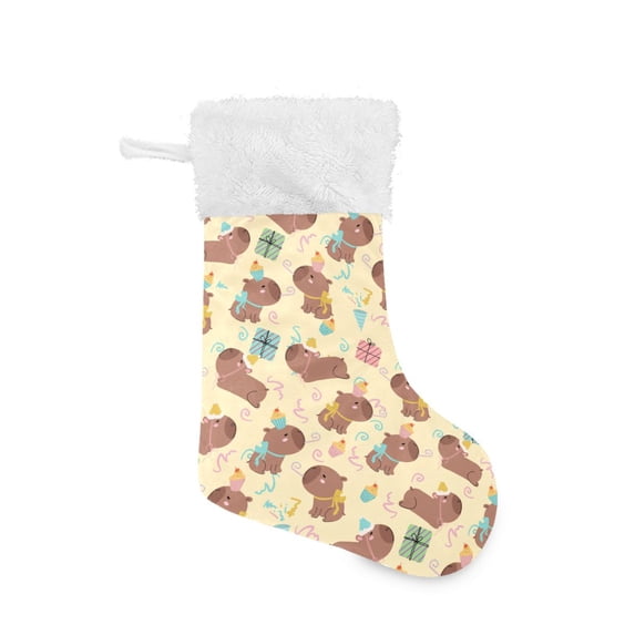 Haosy Christmas Stockings for Christmas Tree Fireplace Family Holiday Party 18 inch Cute Capybara and Gift