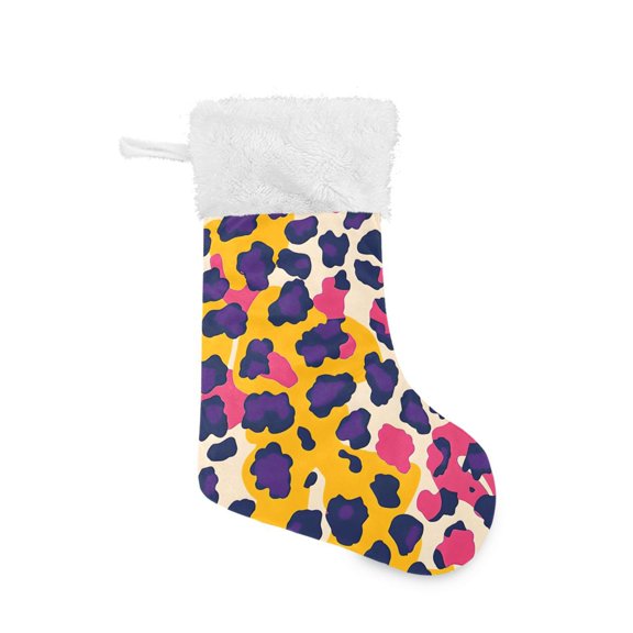 Haosy Christmas Stockings for Christmas Tree Fireplace Family Holiday Party 18 inch Pink Yellow Leopard
