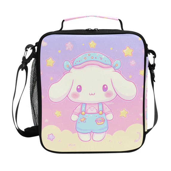 Haosy Cinnamoroll Wearing Overalls Reusable Lunch Box Men/Women Insulated Lunch Bag for School Picnic Travel