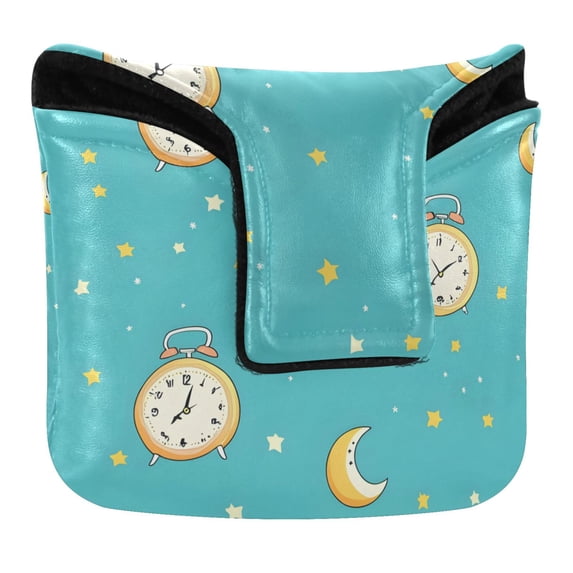 Haosy Clock Moon Star Golf Mallet Putter Cover Strong Magnetic Leather Golf Club Headcover Closure