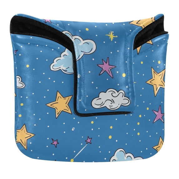 Haosy Cloud and Star Golf Mallet Putter Cover Strong Magnetic Leather Golf Club Headcover Closure