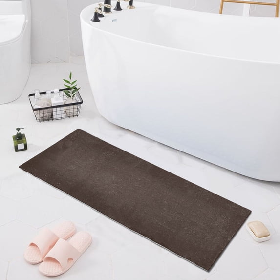 Haosy Coffee Brown Bathroom Rugs Non Slip Absorbent Soft Plush Quick Dry Bath Mat, 39"x20"