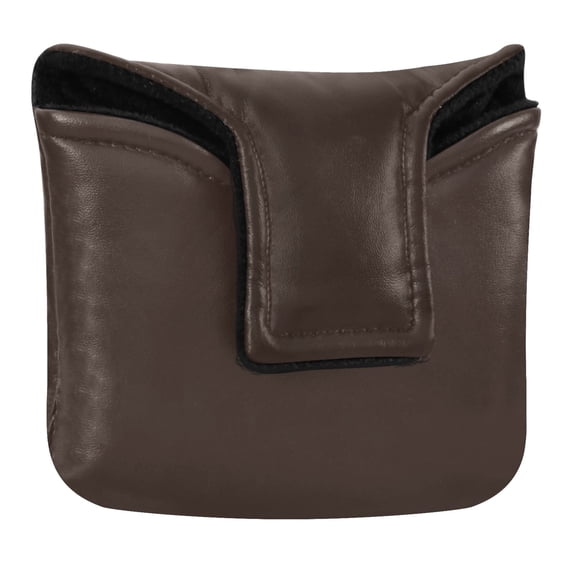Haosy Coffee Brown Golf Mallet Putter Cover Strong Magnetic Leather Golf Club Headcover Closure