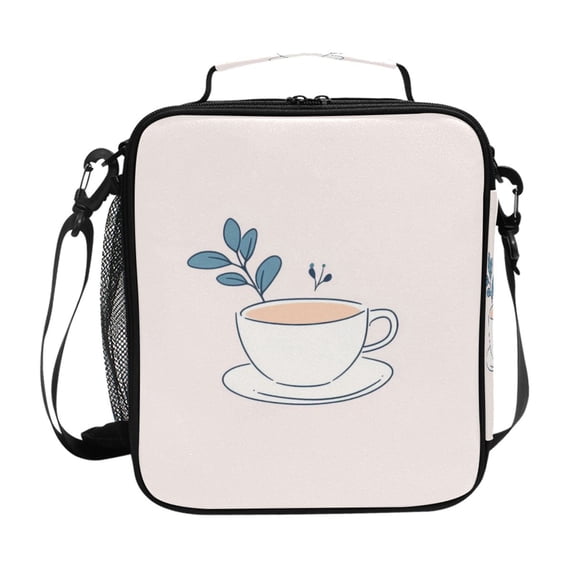 Haosy Coffee Cup with Leaf Reusable Lunch Box Men/Women Insulated Lunch Bag for School Picnic Travel