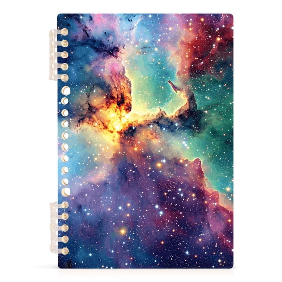 Haosy Colorful Galaxy with Stars Notebooks 1-subject Journal 60 Sheets A5 College Ruled Paper Detachable Ring 8.3"x5.7"