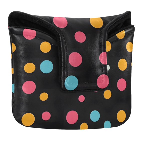 Haosy Colorful Polka Dots Golf Mallet Putter Cover Strong Magnetic Leather Golf Club Headcover Closure
