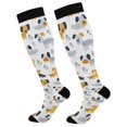 thumbnail image 1 of Haosy Compression Socks for Men Women Knee High Running Socks for Nurse Hiking Recovery Travel Athletic 2 Pairs Hand Paint Dog and Plant, 1 of 9