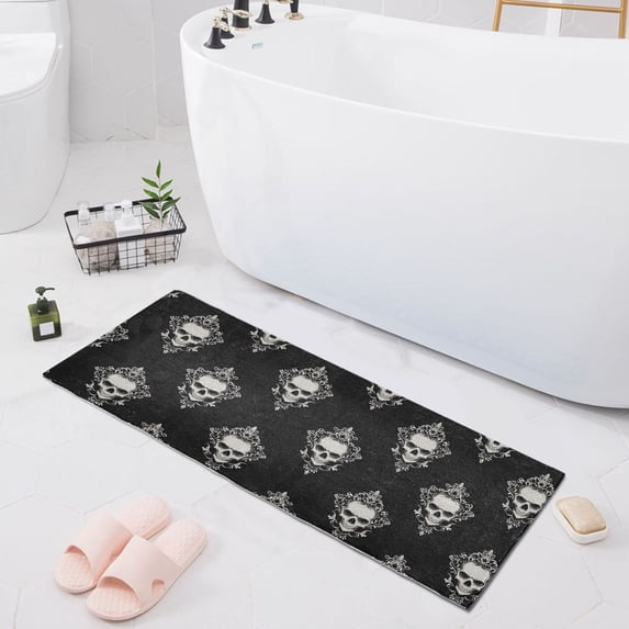 Haosy Cool Skulls Filigree Bathroom Rugs Non Slip Absorbent Soft Plush Quick Dry Bath Mat, 39"x20"