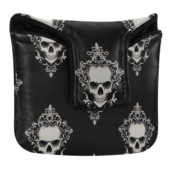 Haosy Cool Skulls Filigree Golf Mallet Putter Cover Strong Magnetic Leather Golf Club Headcover Closure