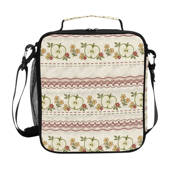 Haosy Cottage Apple Stripe Reusable Lunch Box Men/Women Insulated Lunch Bag for School Picnic Travel