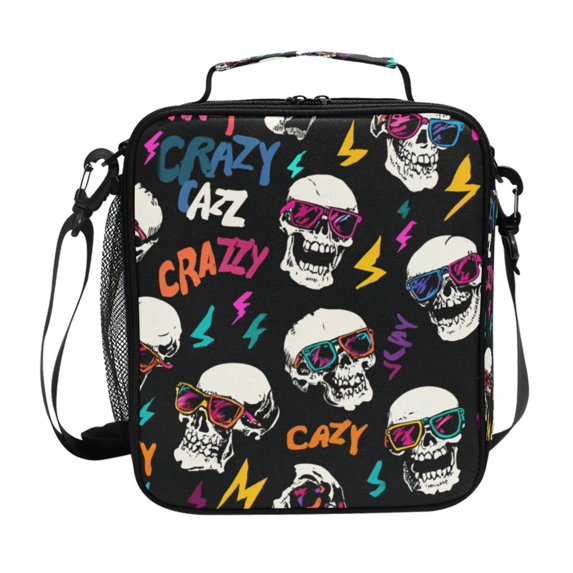 Haosy Crazy Cool Skull Reusable Lunch Box Men/Women Insulated Lunch Bag for School Picnic Travel
