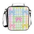 thumbnail image 1 of Haosy Cute Bows and Plaid Reusable Lunch Box Men/Women Insulated Lunch Bag for School Picnic Travel, 1 of 6