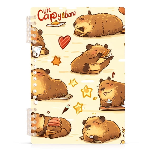 Haosy Cute Capybaras Doing Various Activities Notebooks 1-subject Journal 60 Sheets A5 College Ruled Paper Detachable Ring 8.3"x5.7"