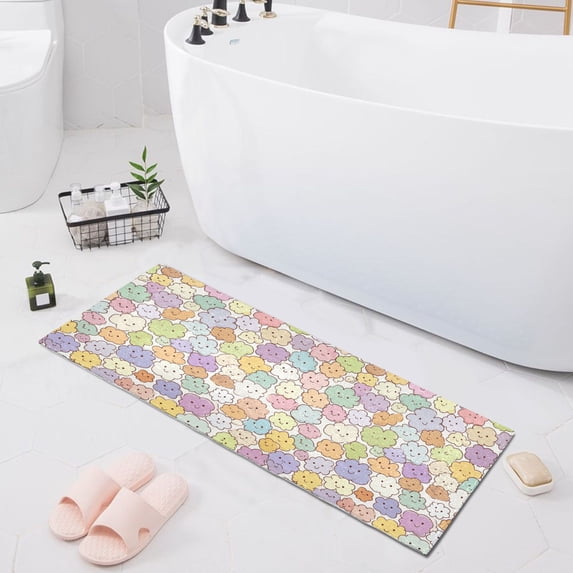 Haosy Cute Cartoon Cloud Bathroom Rugs Non Slip Absorbent Soft Plush Quick Dry Bath Mat, 39"x20"
