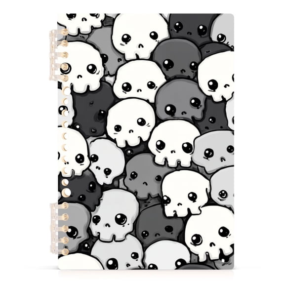Haosy Cute Cartoon Skull Notebooks 1-subject Journal 60 Sheets A5 College Ruled Paper Detachable Ring 8.3"x5.7"