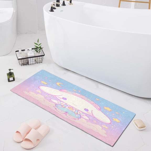 Haosy Cute Cinnamoroll with Star Moon Bathroom Rugs Non Slip Absorbent Soft Plush Quick Dry Bath Mat, 39"x20"