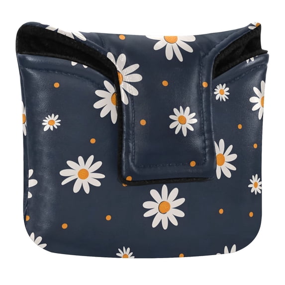 Haosy Cute Little Daisy Golf Mallet Putter Cover Strong Magnetic Leather Golf Club Headcover Closure