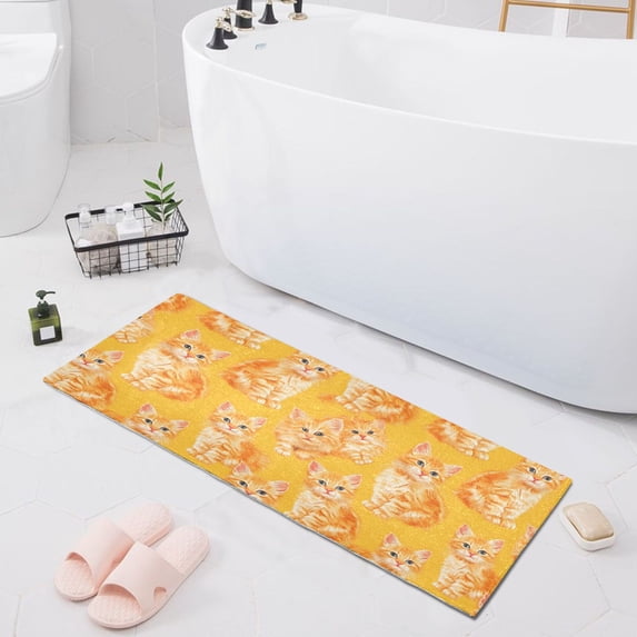 Haosy Cute Orange Cat Bathroom Rugs Non Slip Absorbent Soft Plush Quick Dry Bath Mat, 39"x20"