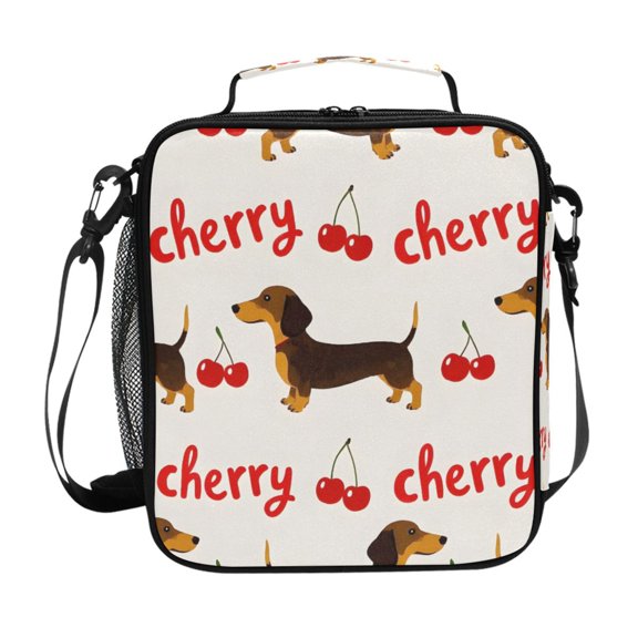 Haosy Dachshund and Cherry Reusable Lunch Box Men/Women Insulated Lunch Bag for School Picnic Travel