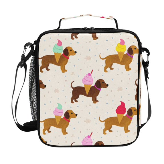 Haosy Dachshund with Ice Cream Reusable Lunch Box Men/Women Insulated Lunch Bag for School Picnic Travel
