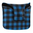 thumbnail image 1 of Haosy Dark Blue and Glack Gingham Golf Mallet Putter Cover Strong Magnetic Leather Golf Club Headcover Closure, 1 of 7
