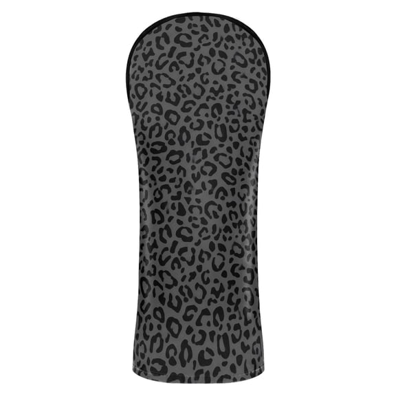 Haosy Dark Gray Leopard Print Golf Club Covers Driver Hybrid Wood Headcovers PU Leather Double-Layer Lining Replaceable Tags for Men Women