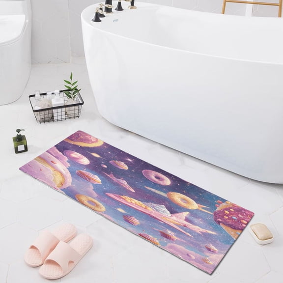 Haosy Dessert Planet Spaceship Bathroom Rugs Non Slip Absorbent Soft Plush Quick Dry Bath Mat, 39"x20"