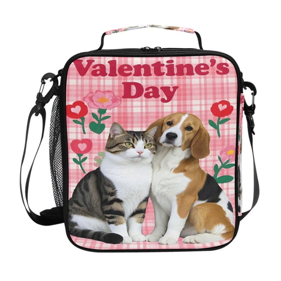 Haosy Dog Cat Love Reusable Lunch Box Men/Women Insulated Lunch Bag for School Picnic Travel