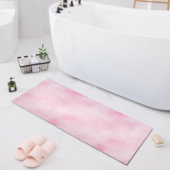 Haosy Dreamy Pastel Pink Bathroom Rugs Non Slip Absorbent Soft Plush Quick Dry Bath Mat, 39"x20"