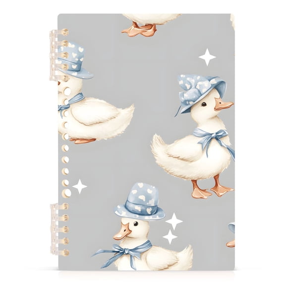 Haosy Ducks with Hat and Stars Notebooks 1-subject Journal 60 Sheets A5 College Ruled Paper Detachable Ring 8.3"x5.7"