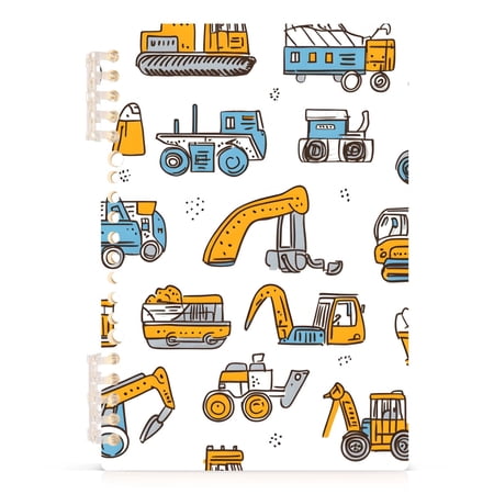 Haosy Excavator Bulldozer Roller Notebooks 1-subject Journal 60 Sheets A5 College Ruled Paper Detachable Ring 8.3"x5.7"