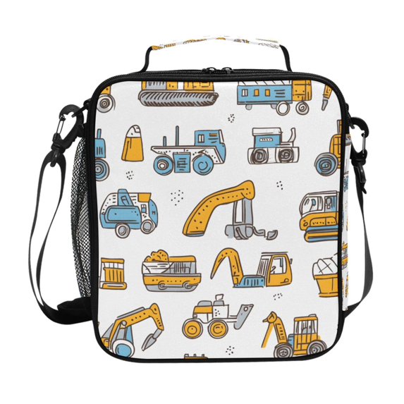Haosy Excavator Bulldozer Roller Reusable Lunch Box Men/Women Insulated Lunch Bag for School Picnic Travel