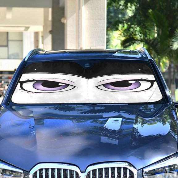 Haosy Foldable Car Windshield Sun Shade Front Window Visor Blocks UV Rays Keeps Interior Cool 53x23.5 Lavender Lullaby Eyes