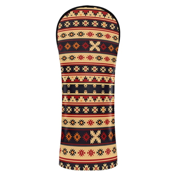 Haosy Geometric Bohemia Africa Golf Club Covers Driver Hybrid Wood Headcovers PU Leather Double-Layer Lining Replaceable Tags for Men Women